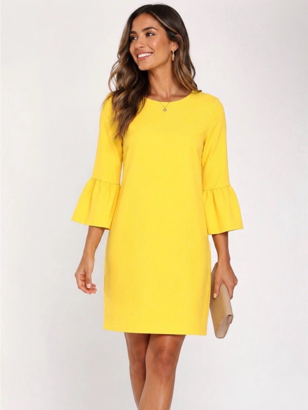 Zara Yellow Midi Dress Size M